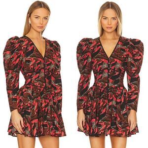 NWT Cleobella Reagen Puff Sleeve V-Neck Fit & Flare Canyon Mini Dress Sz: Medium